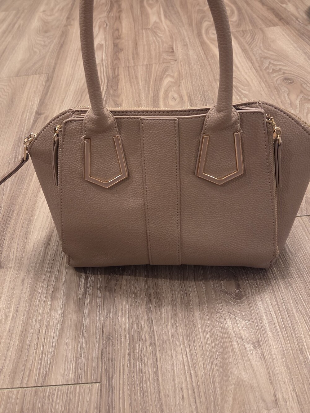 Madison West Light Mauve Structured Tote Handbag with Gold Hardware